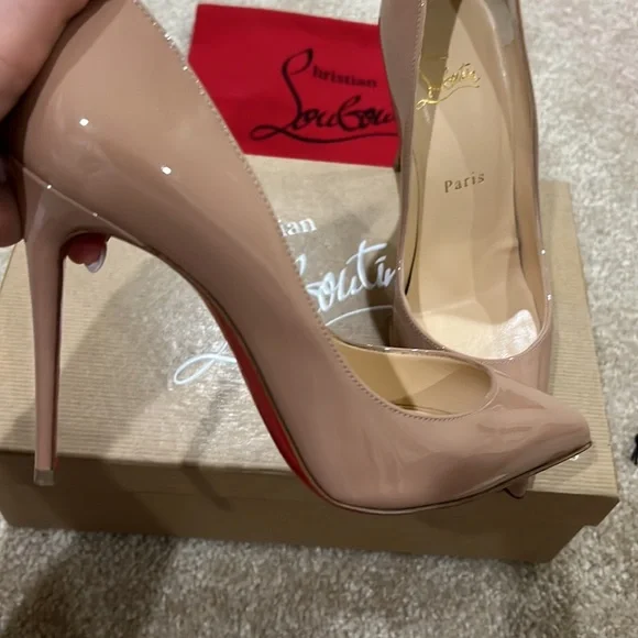 Christian Louboutin, Pigalle 100, Nude, shiny leather - Picture 14 of 17